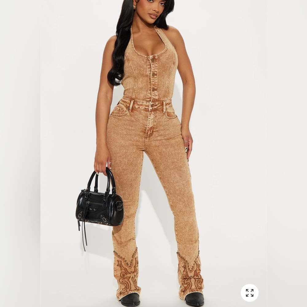 Fashion Nova Tan Jumpsuit